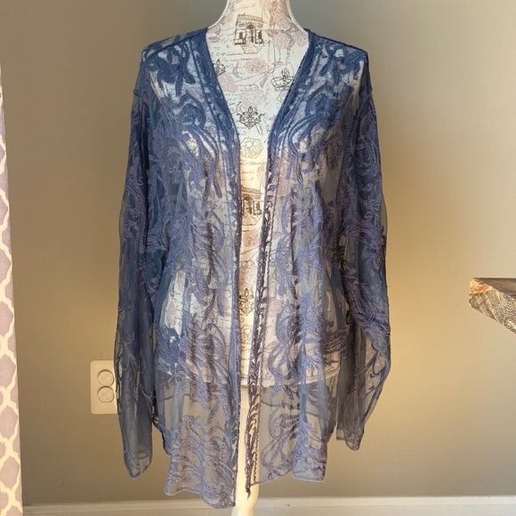 Sundance Catalog Long Sleeve Boho Lace Cardigan Topper - Picture 2 of 9
